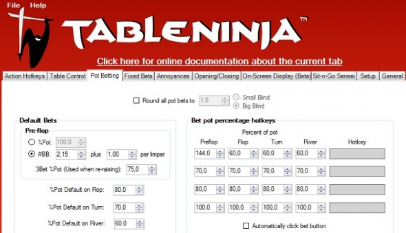 Nastavení softwaru TableNinja pro PokerStars 2