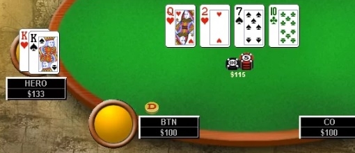 Pokerové video cash game - obtížná situace s K-K