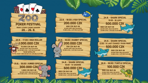 Program Zoo Poker Festivalu v kasinu Savarin