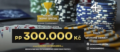 G4G Děčín: listopadová Poker Trophy o 300 000 Kč