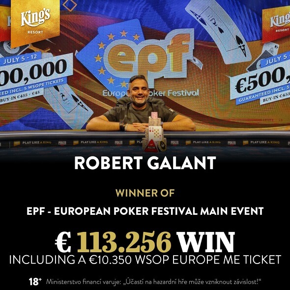 Robert Galant je vítězem Main Eventu EPF