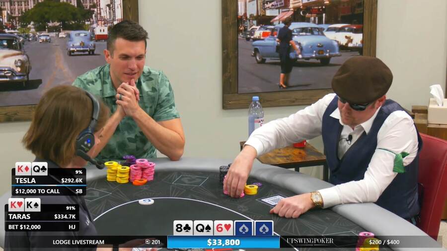 Taras vs. Tesla v $607K potu během livestreamu na kanále Poker At The Lodge
