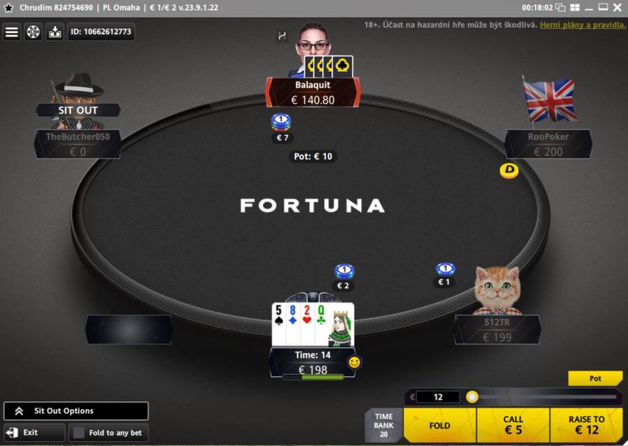 Fortuna Poker cash game Pot Limit Omaha