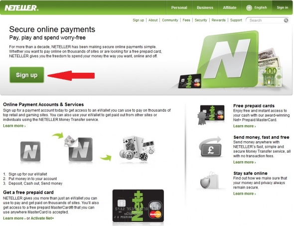 Neteller - Registrace 1