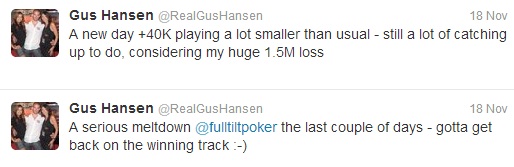 Gus Hansen a jeho tweety po prohře 1 500 000$ na online pokerové herně Full Tilt Poker