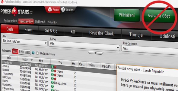 Nové registrace na PokerStars.cz zatím nefungují Nové registrace na PokerStars.cz zatím nefungují