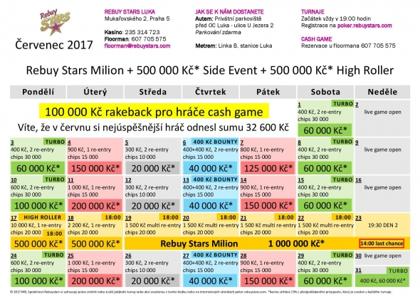 Rebuy Stars Casino – turnaje červenec 2017