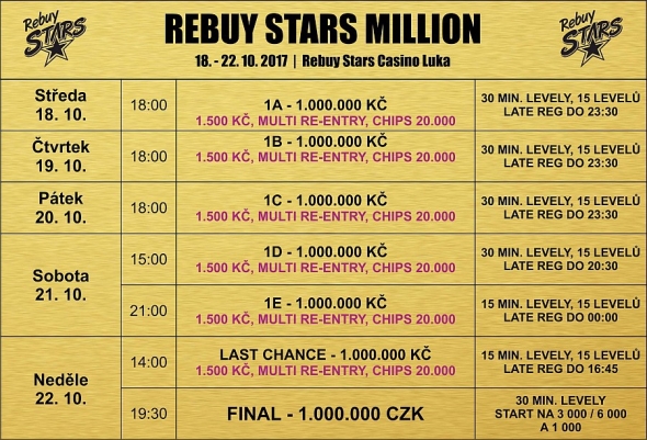 Program říjnového Rebuy Stars Milionu