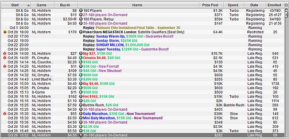 PokerStars mění rozvrh denních turnajů.