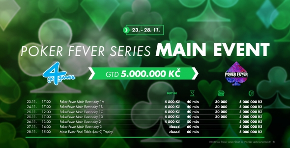 Podzimní Poker Fever Main Event o 5 000 000 Kč - header