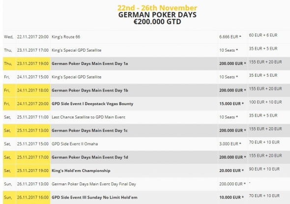 Program festivalu German Poker Days