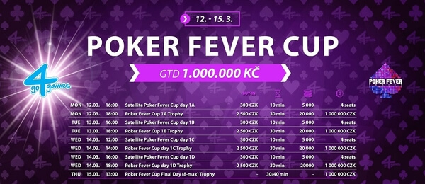Březnový Poker Fever Cup s 1 000 000 Kč GTD