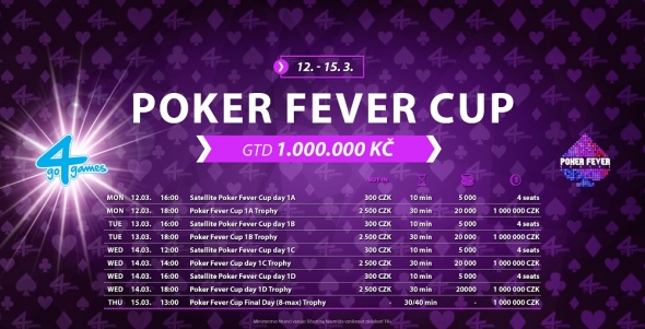 Březnový Poker Fever Cup s 1 000 000 Kč GTD