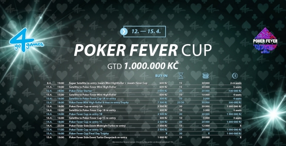 Poker Fever Cup duben 2018 - turnaje