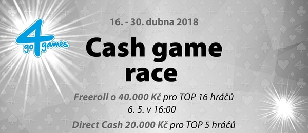 Dubnová Cash Game Race o 60 000 Kč v Go4Games Hodolany
