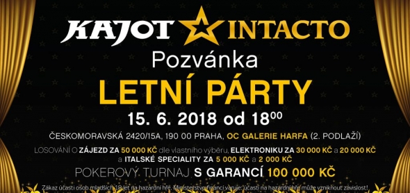 Páteční letní party v Kajot Praha nabídne turnaj a losovačku o více než 200 000 Kč