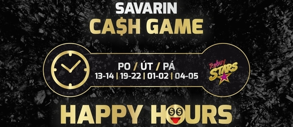 Savarin: nové cash game happy hours a rakeback 150k