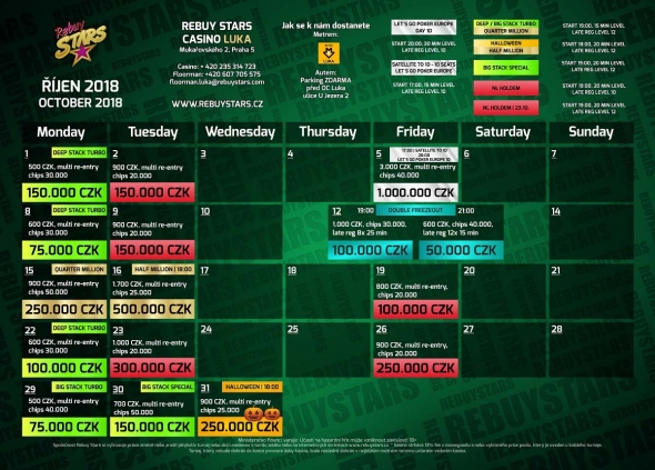 Rebuy Stars Casino Luka – turnaje říjen 2018