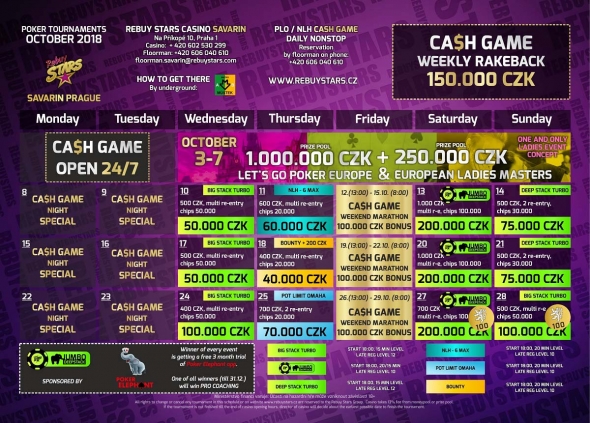 Rebuy Stars Casino Savarin – turnaje říjen 2018