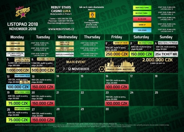 Rebuy Stars Casino Luka – turnaje listopad 2018