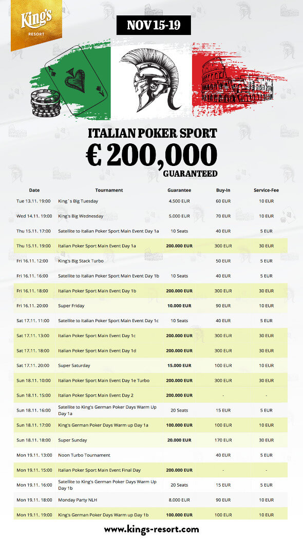Program Italian Poker Sport v King's