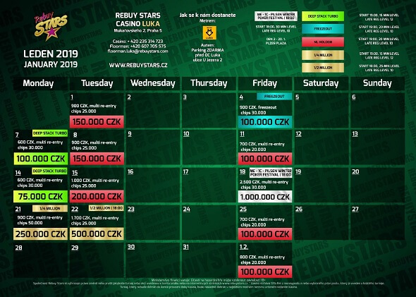 Rebuy Stars Casino Luka – turnaje leden 2019