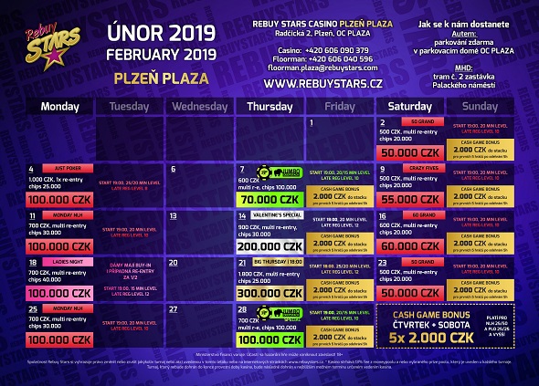 Únorové turnaje v Rebuy Stars Plzeň