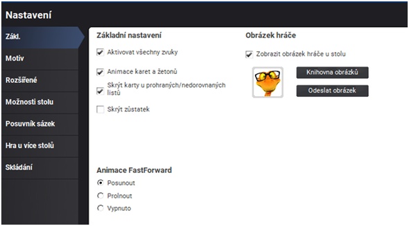 Party Poker - Nastavení - základní