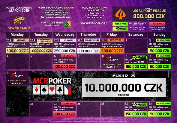 Rebuy Stars Casino Savarin – turnaje březen 2019