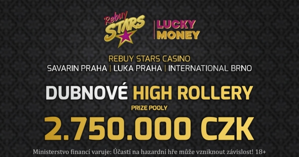 Dubnové High Rollery v casinech Rebuy Stars lákají na 2 750 000 Kč