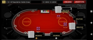 Pokerový stůl v mobilní aplikaci SYNOT TIP vypadá takřka shodně jako na počítači.