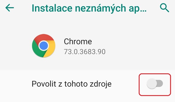 Při instalaci na Androidu nezapomeňte povolit staženou aplikaci.