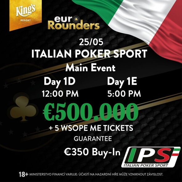 Nenechte si ujít pravděpodobný overlay v €551,750 prize poolu Italian Poker Sport