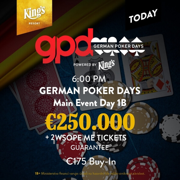 Druhý flight German Poker Days je na programu dnes od šesti