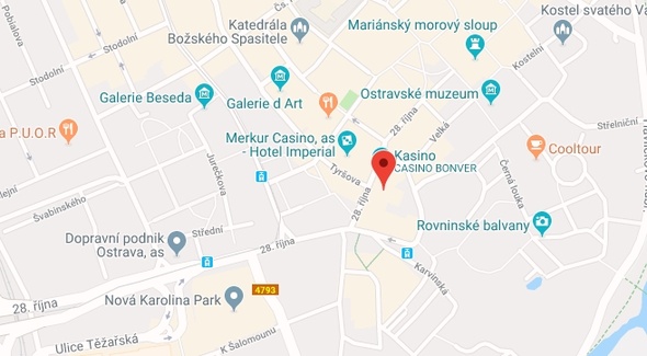 Mapa Kajot Poker Ostrava