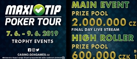 Červnová Maxi Tip Poker Tour s turnaji o 2 600 000 Kč
