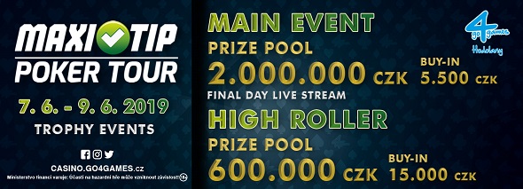 Červnová Maxi Tip Poker Tour s turnaji o 2 600 000 Kč