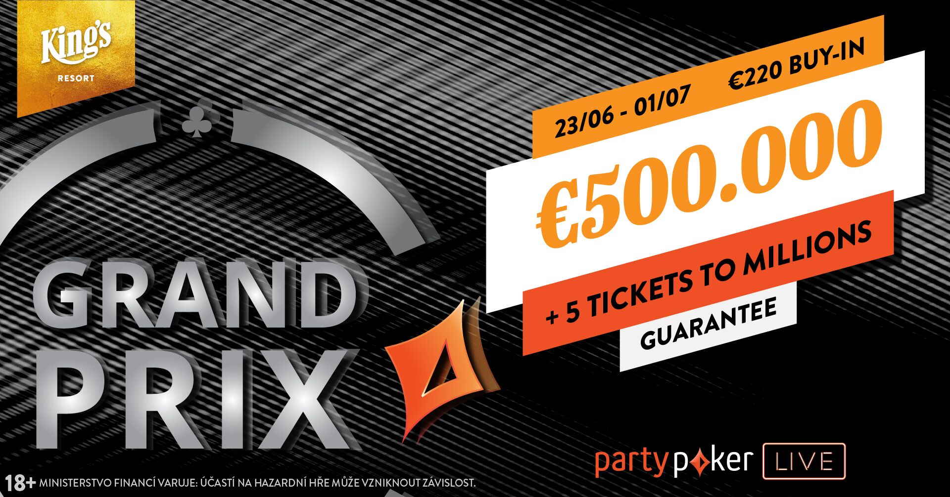 partypoker Grand Prix v King's: Zahrajte si o půl mega naživo i online