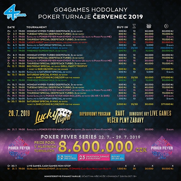 Červencové turnaje v Go4Games Casino Olomouc - herna Hodolany 1