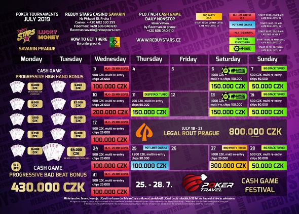 Rebuy Stars Casino Savarin – turnaje červenec 2019