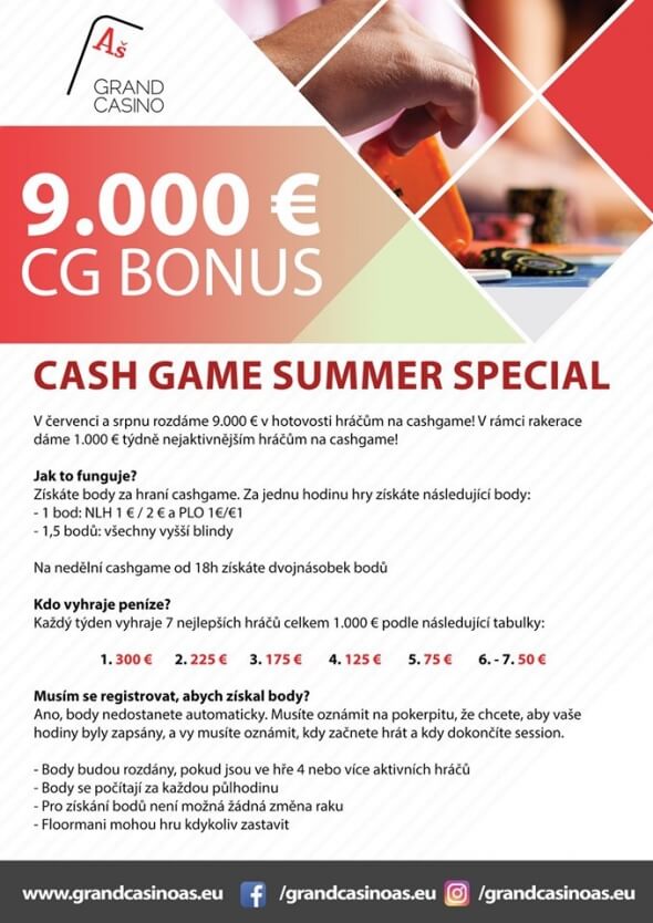 €9,000 v letních cash game bonusech