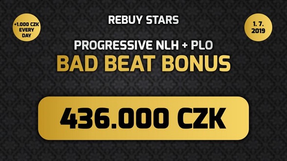 Cash Game Bad Beat Bonus jede na všech pobočkách Rebuy Stars