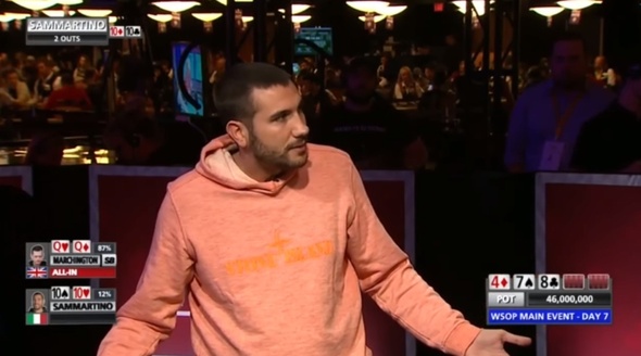 Ital Dario Sammartino musel zaplatit za chybu při počítání žetonů v Main Eventu WSOP 2019.