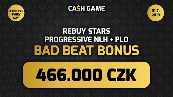 Cash Game Bad Beat Bonus jede na všech pobočkách Rebuy Stars