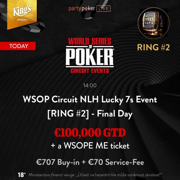 Dnes můžete naskočit do boje o zlatý prsten na startu finálového dne WSOPC Lucky 7s