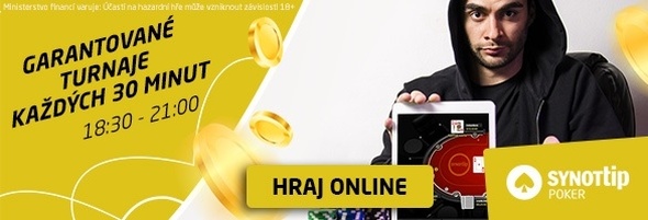 Hrajte večerní garantované turnaje na SYNOT TIP Pokeru!