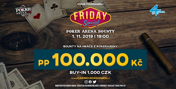 Hrajte v pátečním bounty turnaji o 100 000 Kč a pokerovou odměnu
