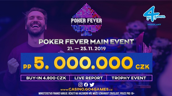 Main Event podzimního Poker Fever festivalu nabízí garanci 5 000 000 Kč