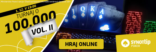 Nenechte si ujít druhou příležitost naskočit do stotisícového turnaje na herně SYNOT TIP Poker!