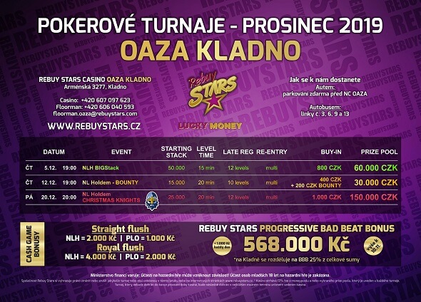 Prosincové turnaje v Rebuy Stars Kladno